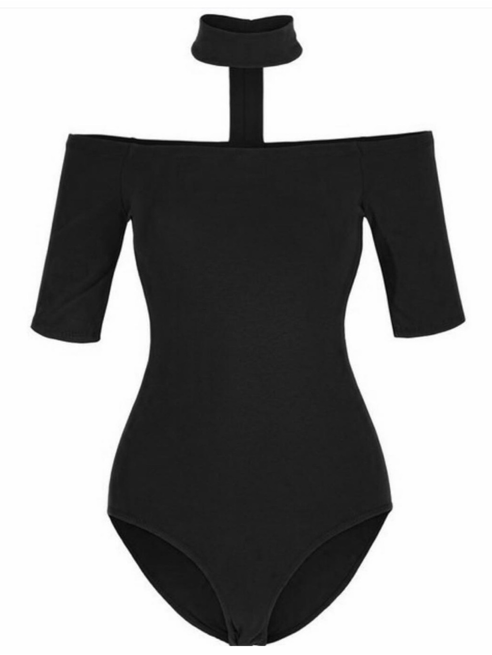 Black Off-Shoulder Choker One-Piece for Kids